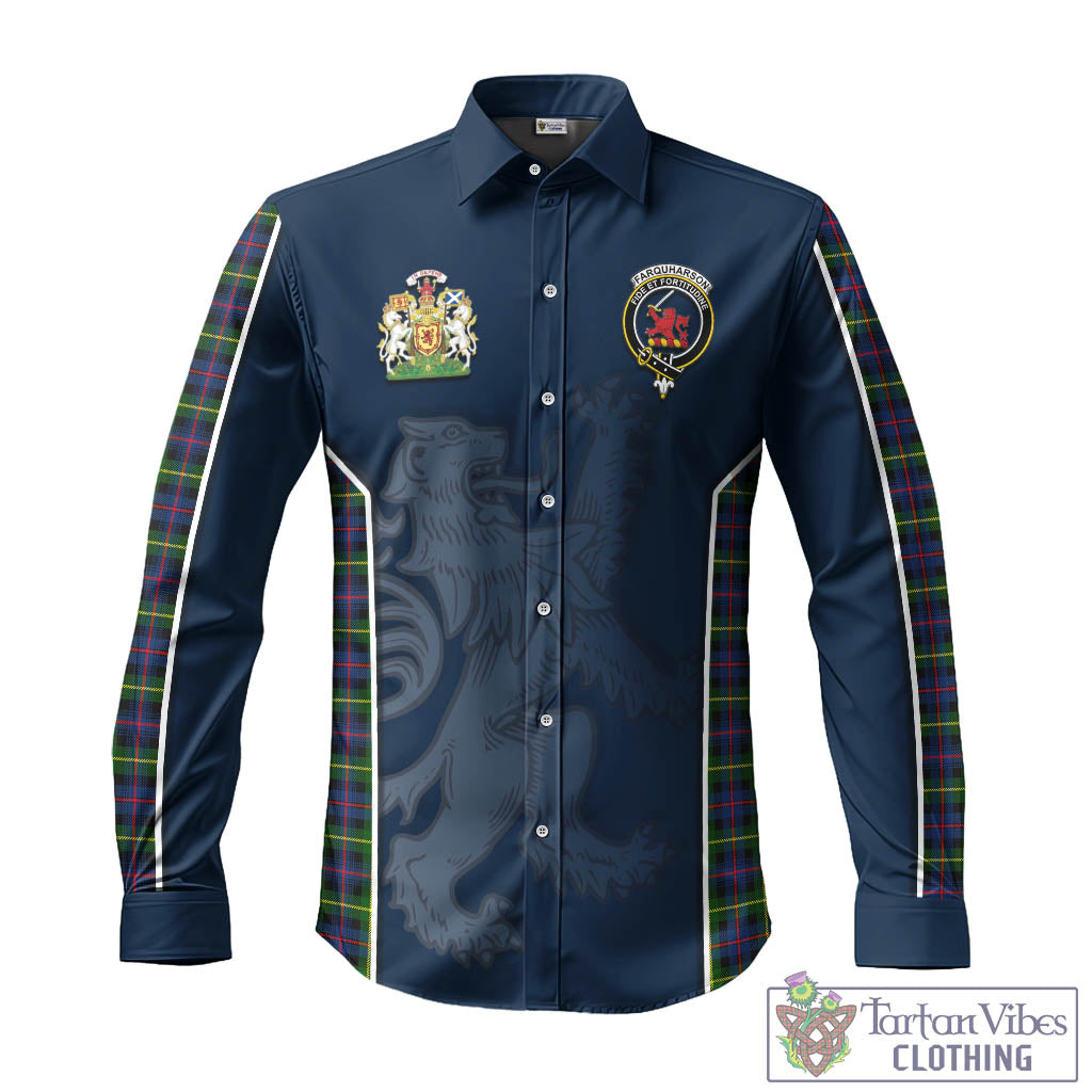 Tartan Vibes Clothing Farquharson Modern Tartan Long Sleeve Button Up Shirt with Family Crest and Lion Rampant Vibes Sport Style