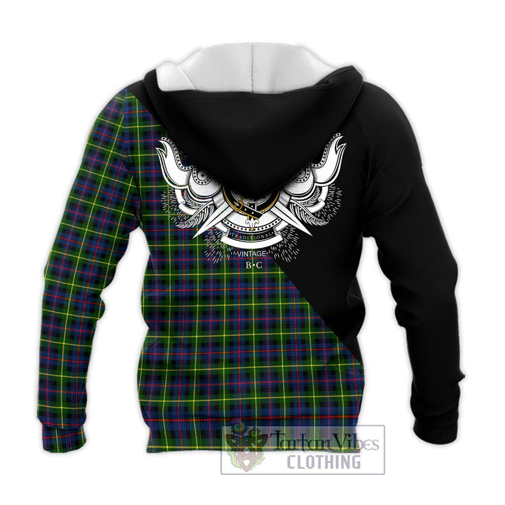 Farquharson Modern Tartan Knitted Hoodie with Family Crest and Military Logo Style - Tartanvibesclothing Shop