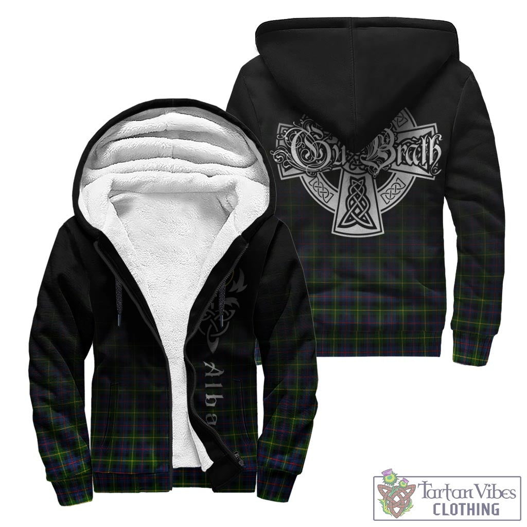 Tartan Vibes Clothing Farquharson Modern Tartan Sherpa Hoodie Featuring Alba Gu Brath Family Crest Celtic Inspired