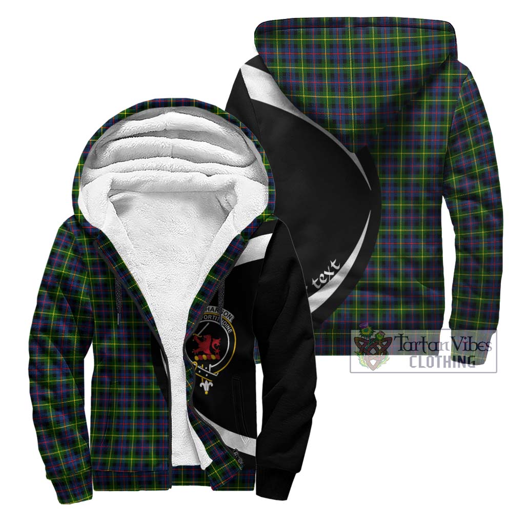 Farquharson Modern Tartan Sherpa Hoodie with Family Crest Circle Style Unisex - Tartan Vibes Clothing