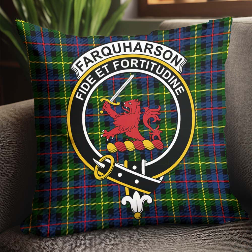 Farquharson Modern Tartan Pillow Cover with Family Crest - Tartanvibesclothing