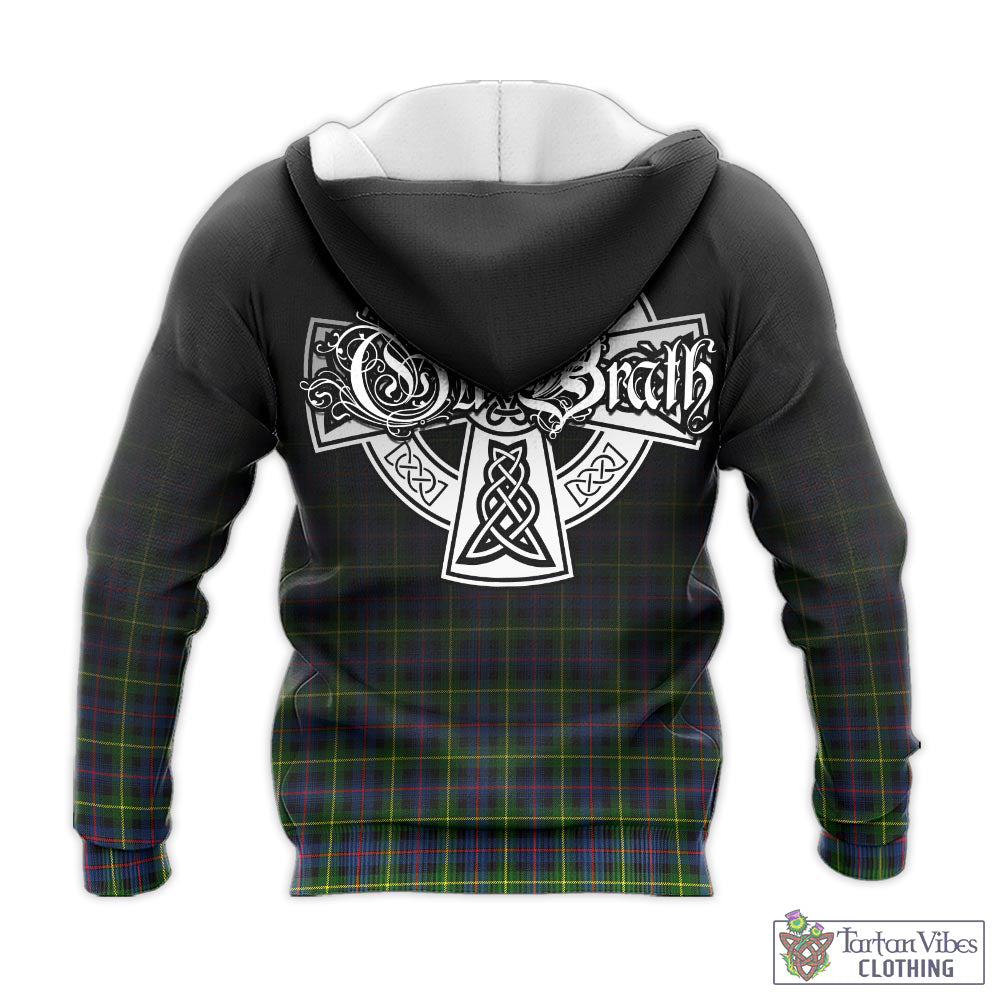 Tartan Vibes Clothing Farquharson Modern Tartan Knitted Hoodie Featuring Alba Gu Brath Family Crest Celtic Inspired