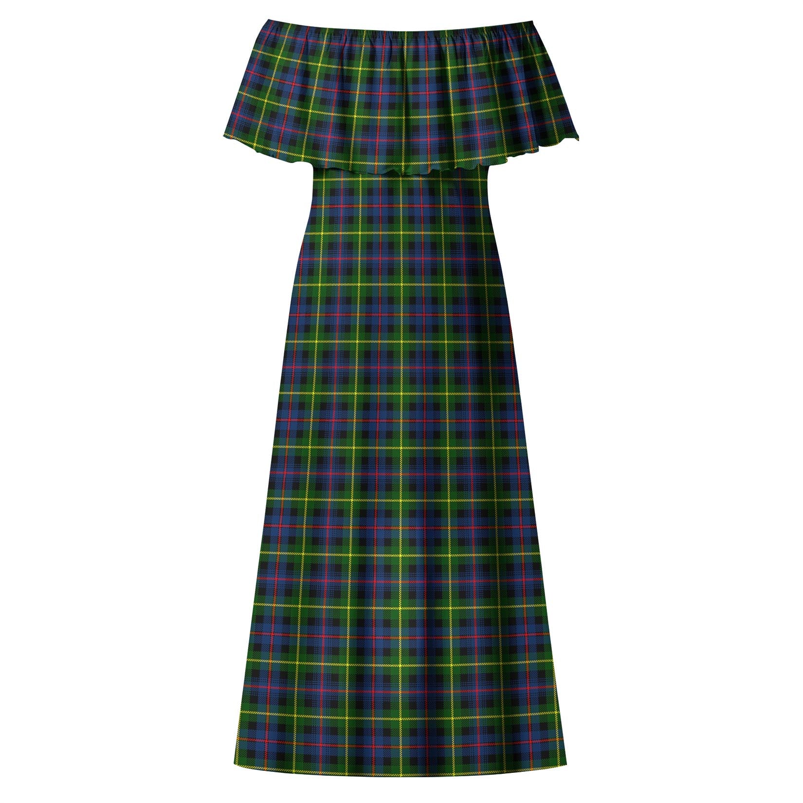 Farquharson Modern Tartan Off Shoulder Long Dress - Tartanvibesclothing