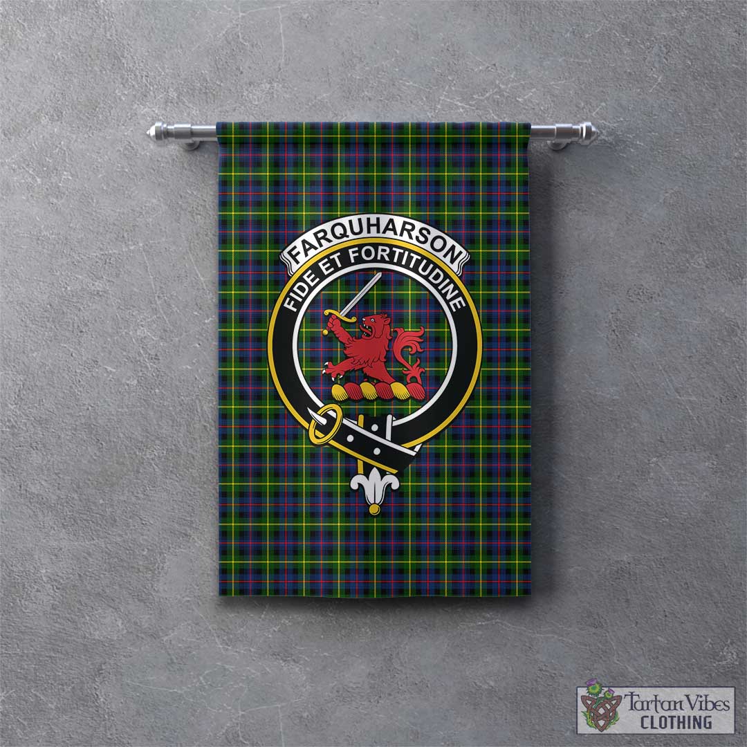 Tartan Vibes Clothing Farquharson Modern Tartan Gonfalon, Tartan Banner with Family Crest