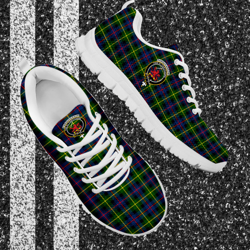 Farquharson Modern Tartan Sneakers with Family Crest - Tartan Vibes Clothing