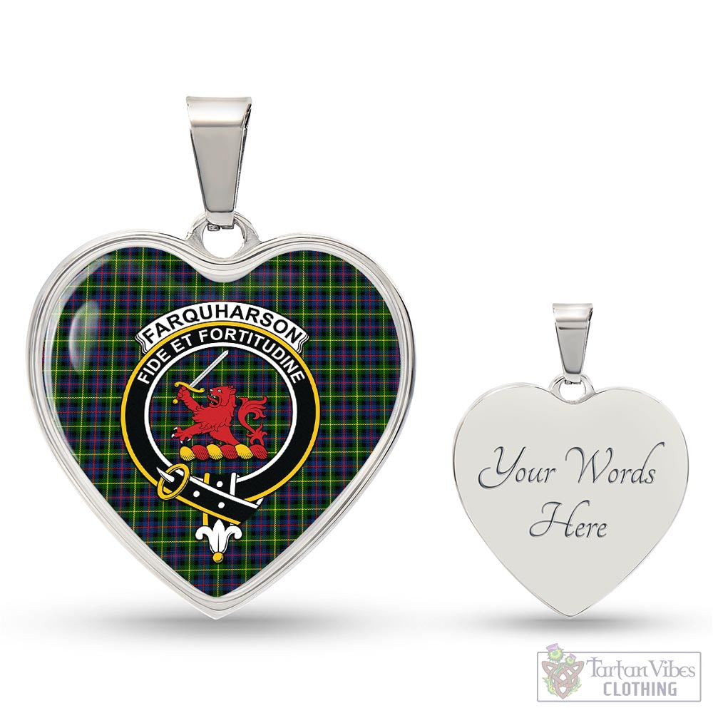 Tartan Vibes Clothing Farquharson Modern Tartan Heart Necklace with Family Crest