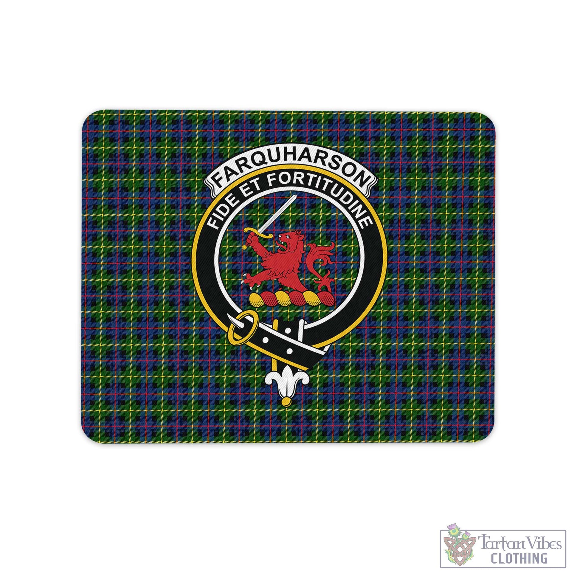 Tartan Vibes Clothing Farquharson Modern Tartan Mouse Pad with Family Crest