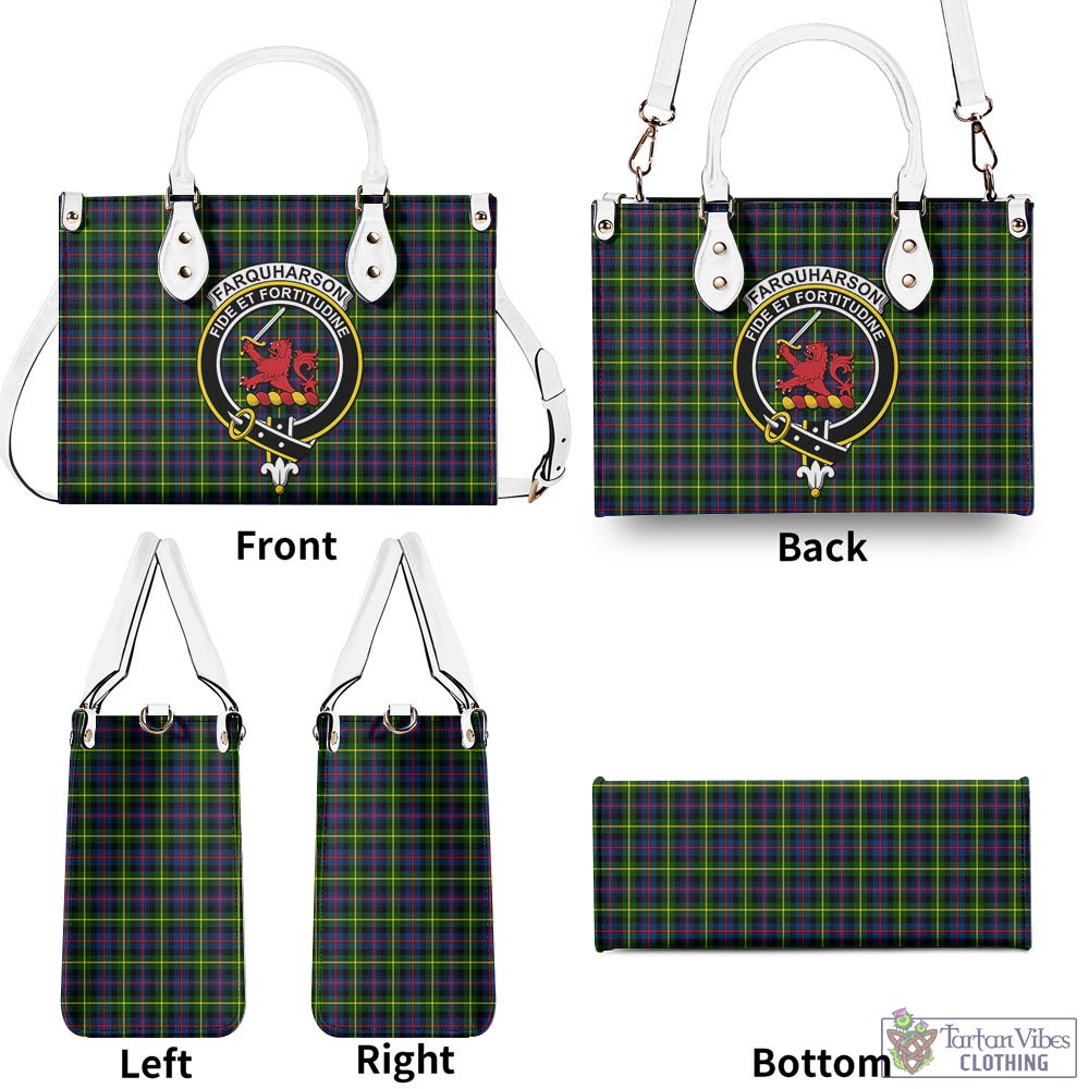 Tartan Vibes Clothing Farquharson Modern Tartan Luxury Leather Handbags with Family Crest