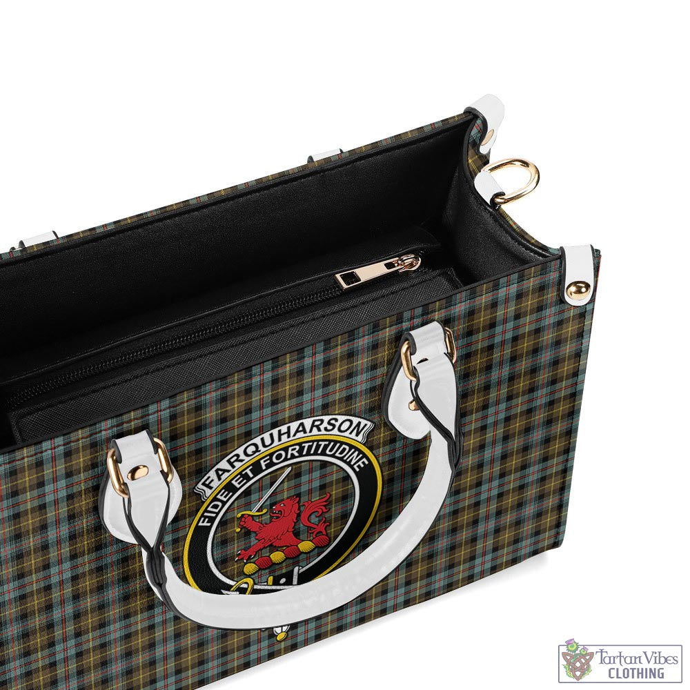 Tartan Vibes Clothing Farquharson Weathered Tartan Luxury Leather Handbags with Family Crest