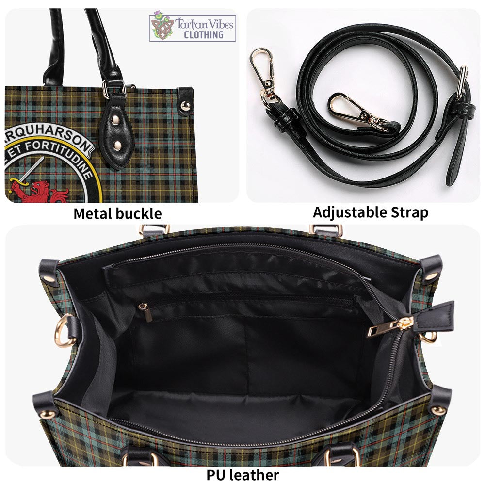 Tartan Vibes Clothing Farquharson Weathered Tartan Luxury Leather Handbags with Family Crest