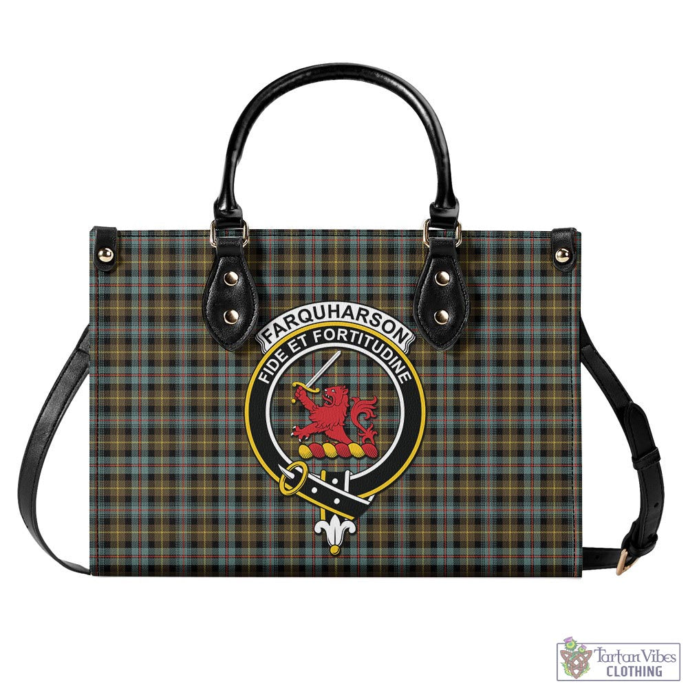 Tartan Vibes Clothing Farquharson Weathered Tartan Luxury Leather Handbags with Family Crest