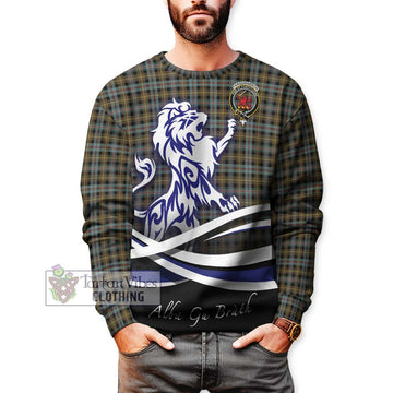 Farquharson Weathered Tartan Sweatshirt with Alba Gu Brath Regal Lion Emblem