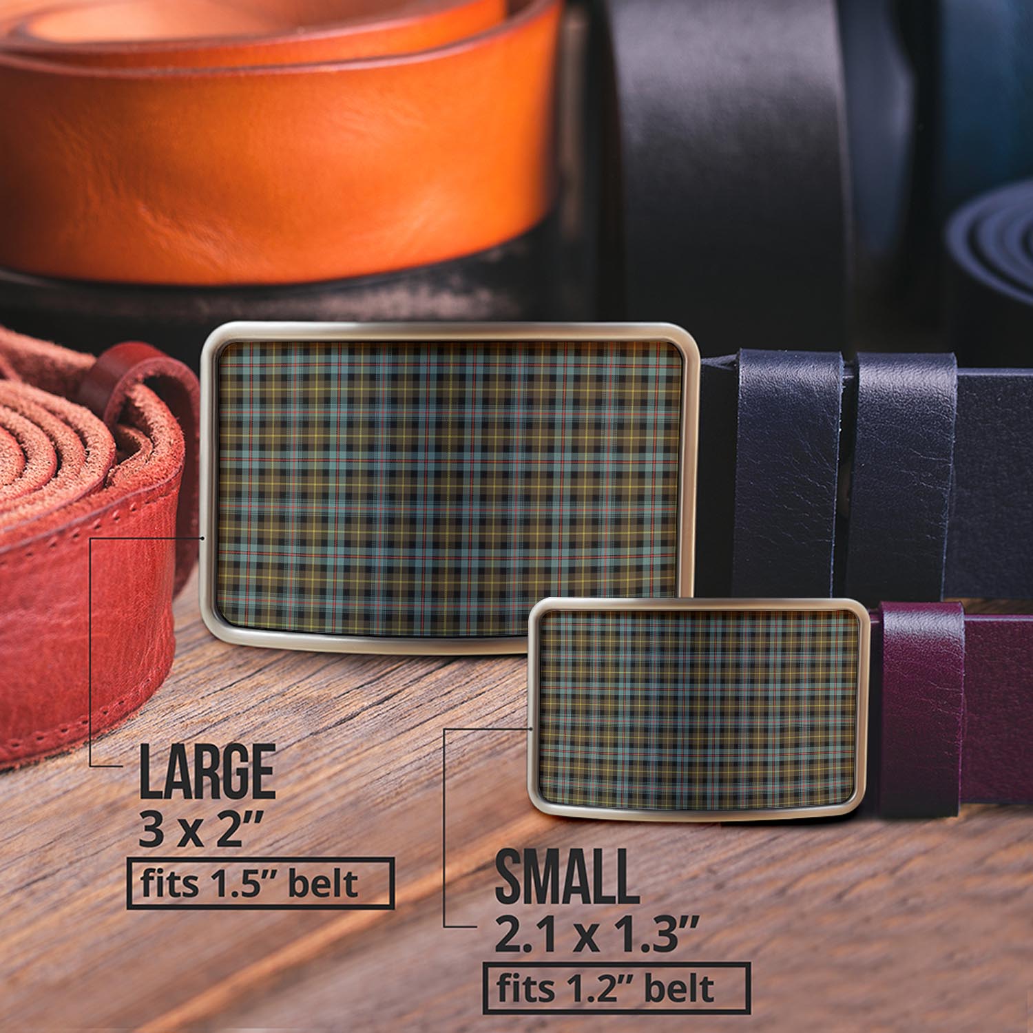 Farquharson Weathered Tartan Belt Buckles - Tartan Vibes Clothing