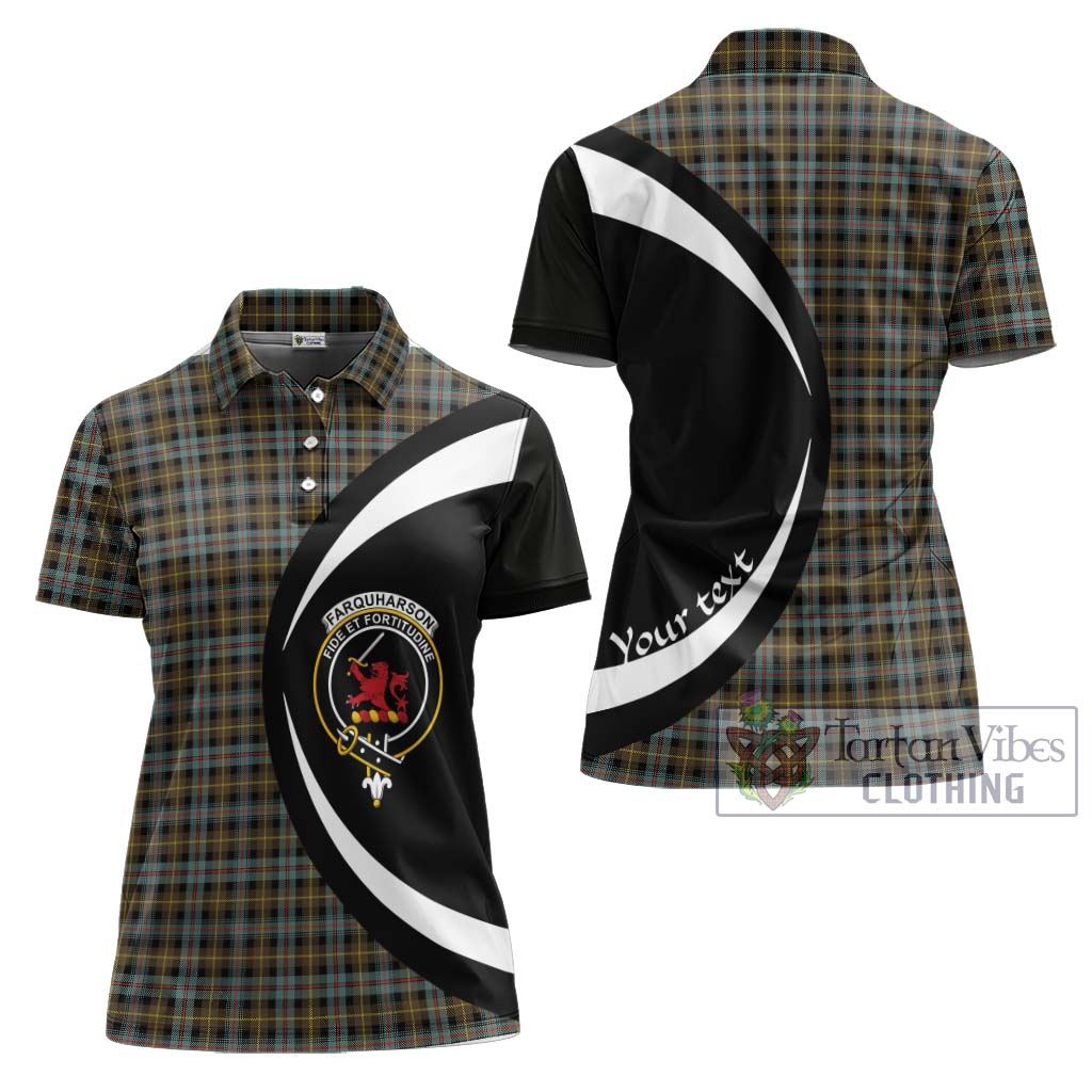 Tartan Vibes Clothing Farquharson Weathered Tartan Women's Polo Shirt with Family Crest Circle Style