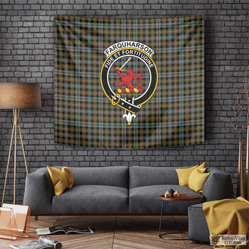 Farquharson Weathered Tartan Tapestry Wall Hanging and Home Decor for Room with Family Crest