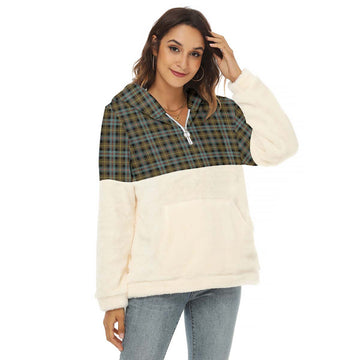 Farquharson Weathered Tartan Women's Borg Fleece Hoodie With Half Zip