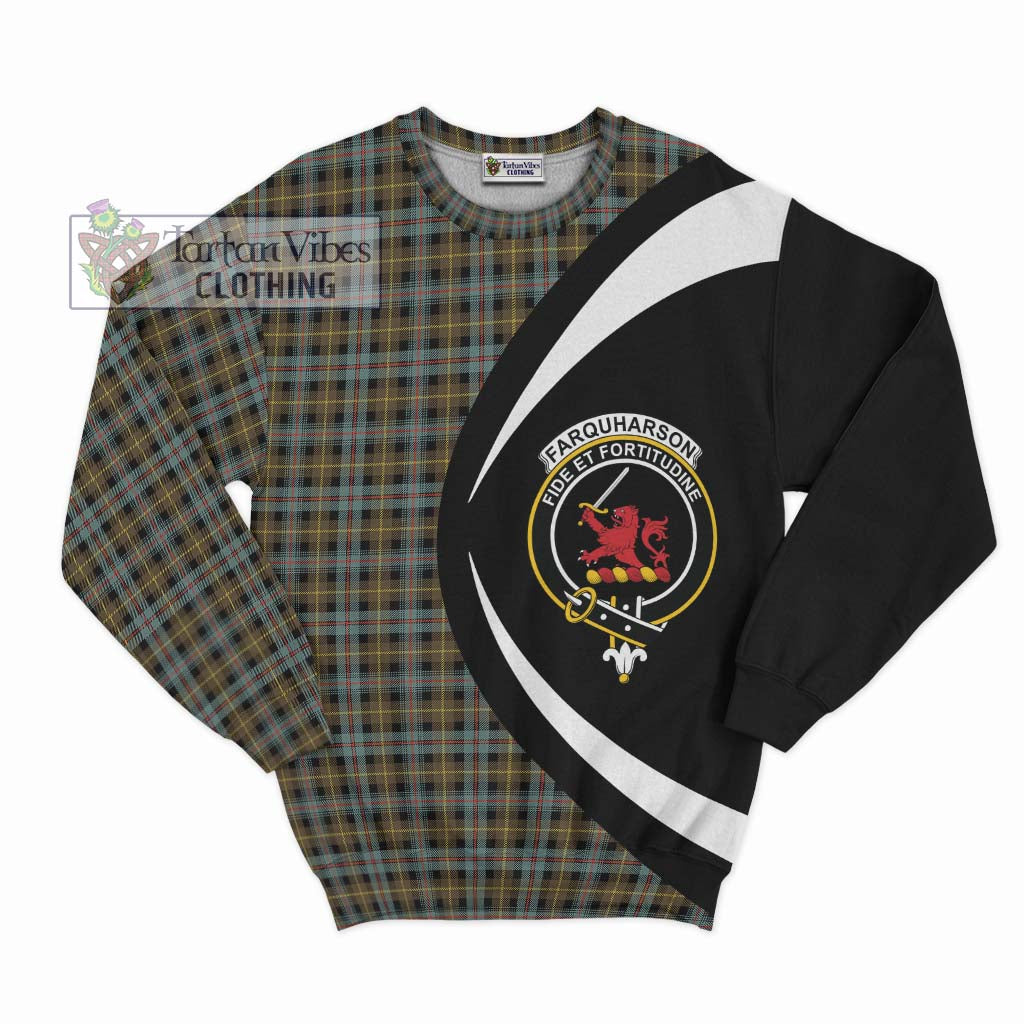 Farquharson Weathered Tartan Sweatshirt with Family Crest Circle Style Unisex - Tartan Vibes Clothing