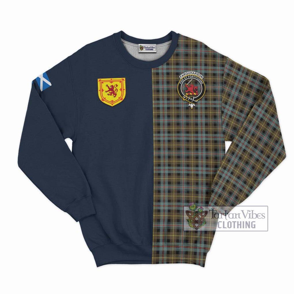 Tartan Vibes Clothing Farquharson Weathered Tartan Sweatshirt with Scottish Lion Royal Arm Half Style