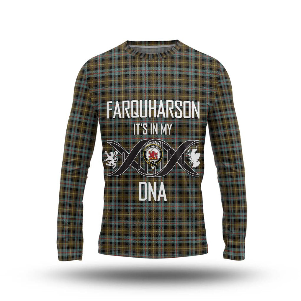 Farquharson Weathered Tartan Long Sleeve T-Shirt with Family Crest DNA In Me Style Unisex - Tartanvibesclothing Shop