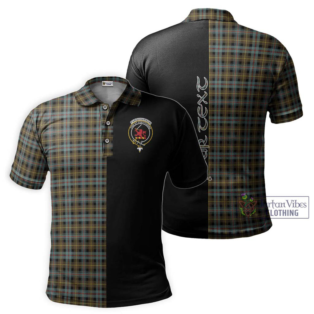 Farquharson Weathered Tartan Polo Shirt with Family Crest and Half Of Me Style Kid - Tartanvibesclothing Shop