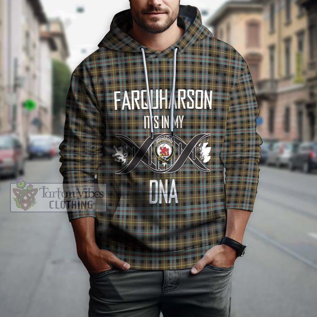 Farquharson Weathered Tartan Hoodie with Family Crest DNA In Me Style Pullover Hoodie - Tartanvibesclothing Shop