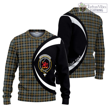 Farquharson Weathered Tartan Ugly Sweater with Family Crest Circle Style