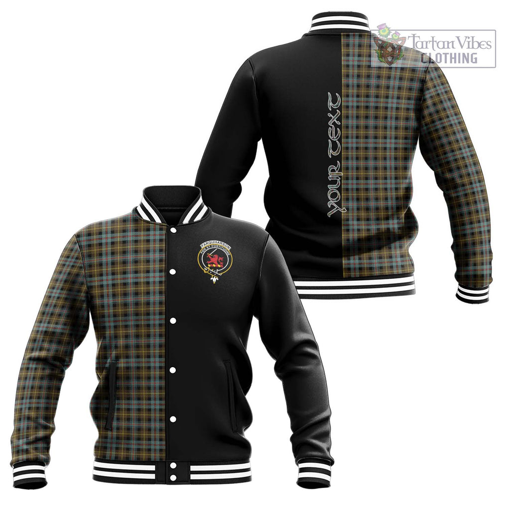 Farquharson Weathered Tartan Baseball Jacket with Family Crest and Half Of Me Style Unisex - Tartanvibesclothing Shop