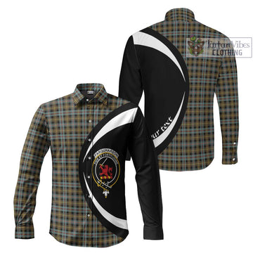 Farquharson Weathered Tartan Long Sleeve Button Up with Family Crest Circle Style