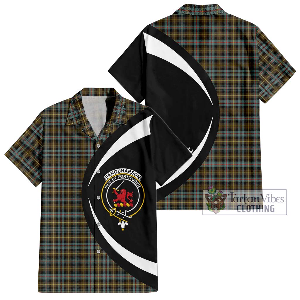 Farquharson Weathered Tartan Short Sleeve Button Up with Family Crest Circle Style Kid - Tartan Vibes Clothing