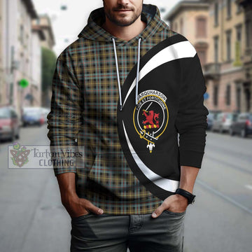Farquharson Weathered Tartan Hoodie with Family Crest Circle Style