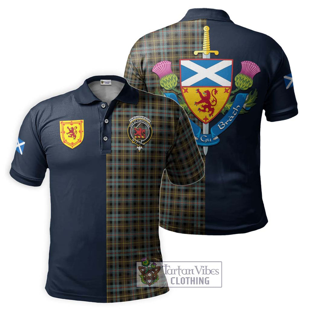 Tartan Vibes Clothing Farquharson Weathered Tartan Polo Shirt with Scottish Lion Royal Arm Half Style