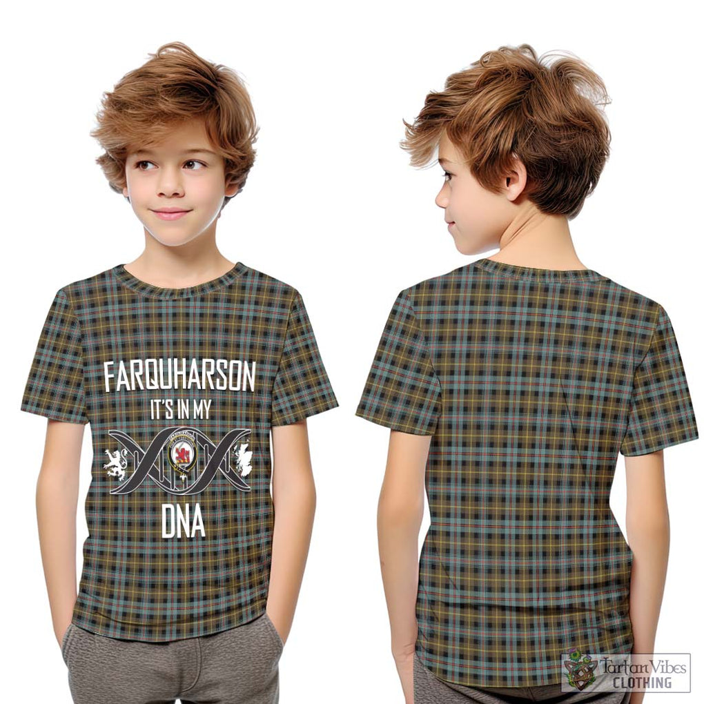 Farquharson Weathered Tartan Kid T-Shirt with Family Crest DNA In Me Style Youth XL Size14 - Tartanvibesclothing Shop