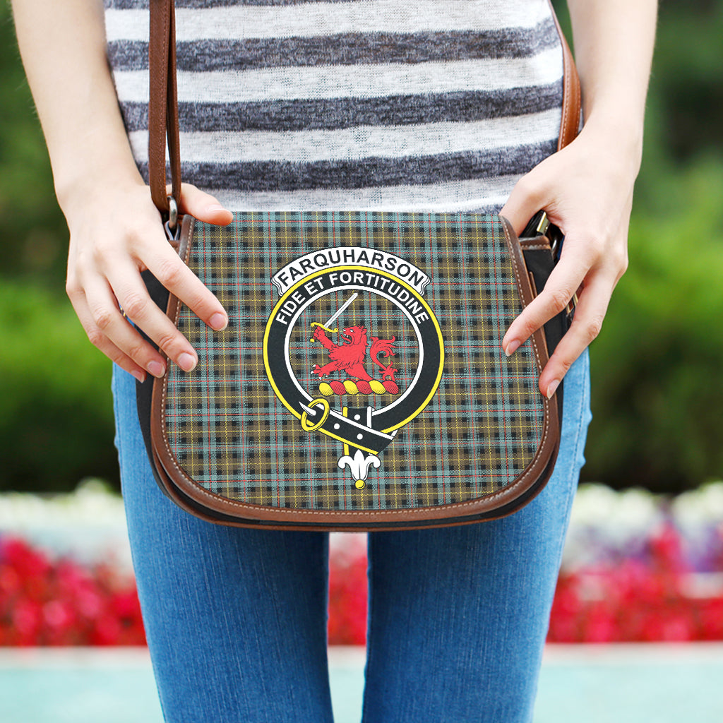 Farquharson Weathered Tartan Saddle Bag with Family Crest One Size - Tartan Vibes Clothing