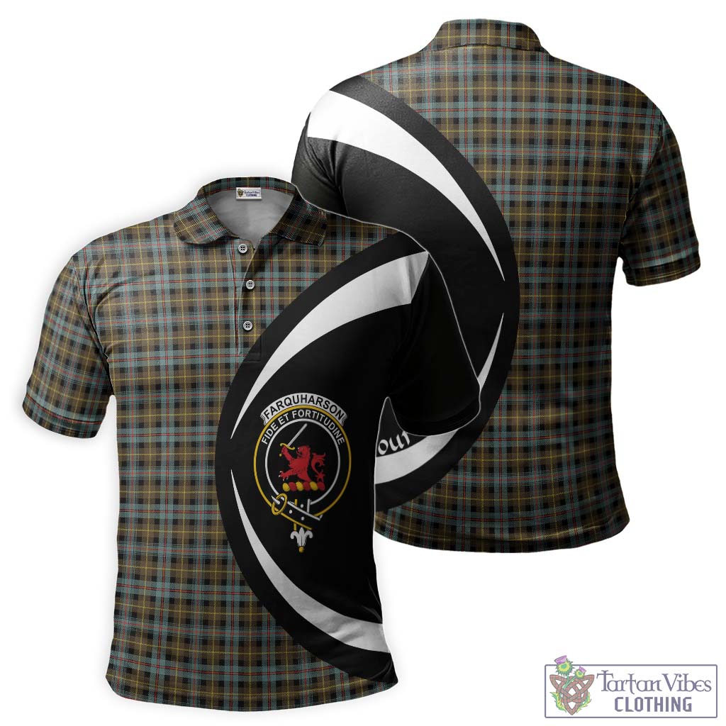 Tartan Vibes Clothing Farquharson Weathered Tartan Men's Polo Shirt with Family Crest Circle Style