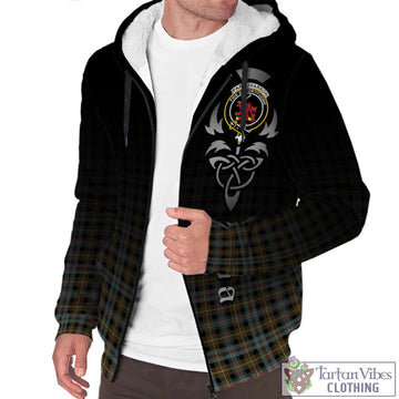 Farquharson Weathered Tartan Sherpa Hoodie Featuring Alba Gu Brath Family Crest Celtic Inspired