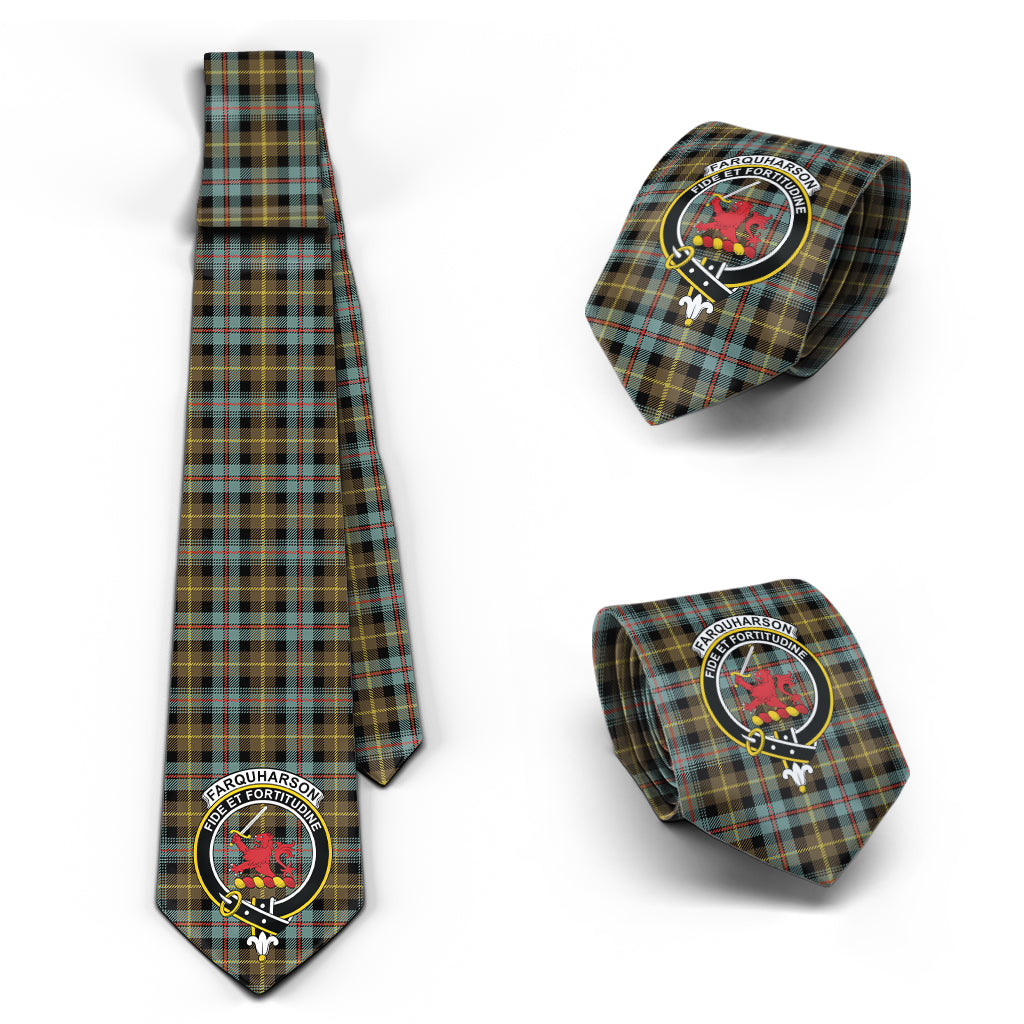 Farquharson Weathered Tartan Classic Necktie with Family Crest Necktie One Size - Tartan Vibes Clothing