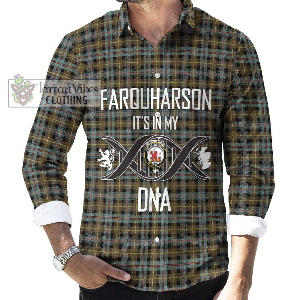 Farquharson Weathered Tartan Long Sleeve Button Shirt with Family Crest DNA In Me Style Men's Shirt S - Tartanvibesclothing Shop