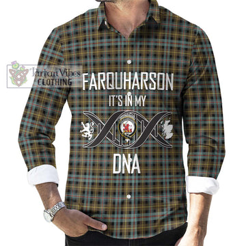 Farquharson Weathered Tartan Long Sleeve Button Shirt with Family Crest DNA In Me Style