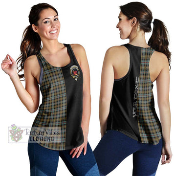 Farquharson Weathered Tartan Women's Racerback Tanks with Family Crest and Half Of Me Style