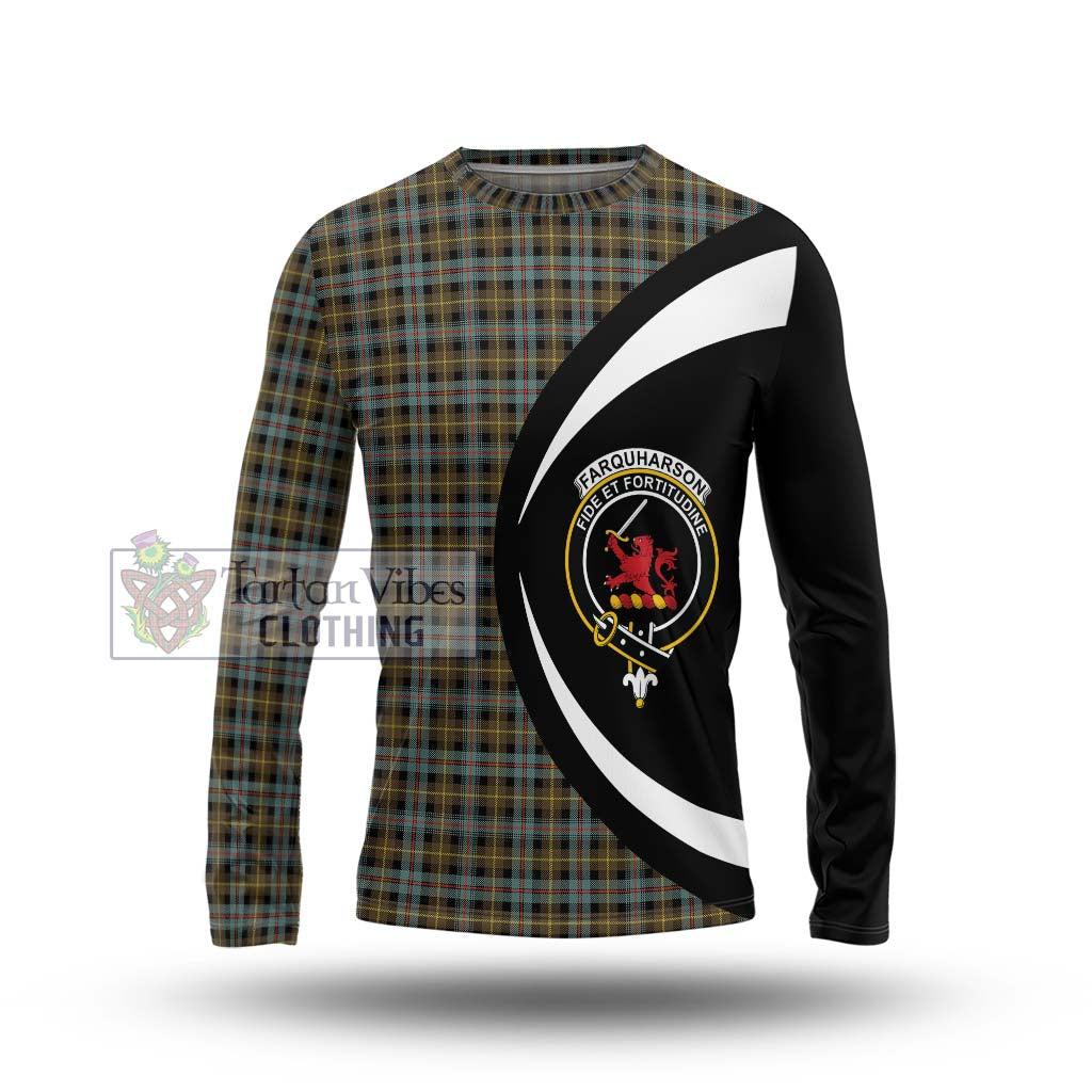 Farquharson Weathered Tartan Long Sleeve T-Shirt with Family Crest Circle Style Unisex - Tartan Vibes Clothing