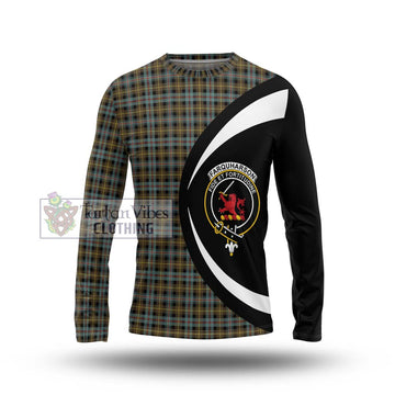 Farquharson Weathered Tartan Long Sleeve T-Shirt with Family Crest Circle Style