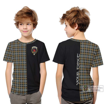 Farquharson Weathered Tartan Kid T-Shirt with Family Crest and Half Of Me Style