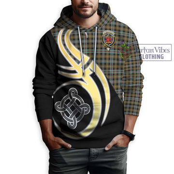 Farquharson Weathered Tartan Hoodie with Family Crest and Celtic Symbol Style