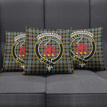 Farquharson Weathered Tartan Pillow Cover with Family Crest