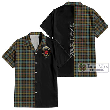 Farquharson Weathered Tartan Short Sleeve Button Shirt with Family Crest and Half Of Me Style