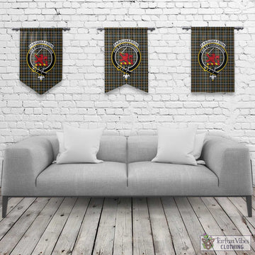 Farquharson Weathered Tartan Gonfalon, Tartan Banner with Family Crest