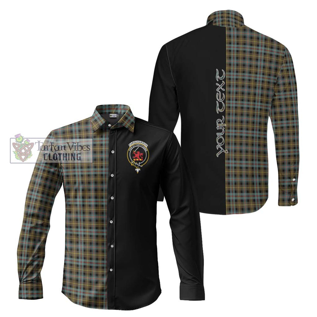 Farquharson Weathered Tartan Long Sleeve Button Shirt with Family Crest and Half Of Me Style Men's Shirt S - Tartanvibesclothing Shop