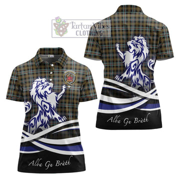 Farquharson Weathered Tartan Women's Polo Shirt with Alba Gu Brath Regal Lion Emblem