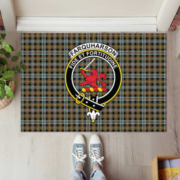 Farquharson Weathered Tartan Door Mat with Family Crest