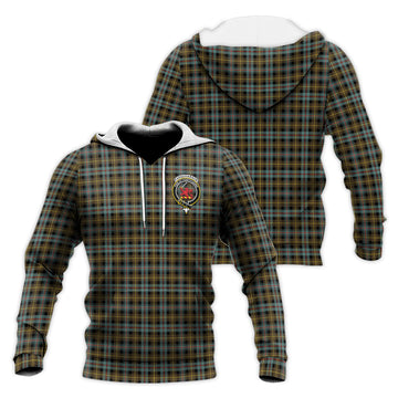 Farquharson Weathered Tartan Knitted Hoodie with Family Crest